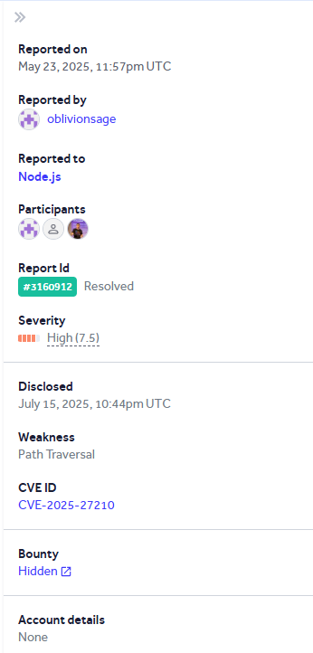 探索 Node.js 中的零日漏洞：CVE-2025-27210