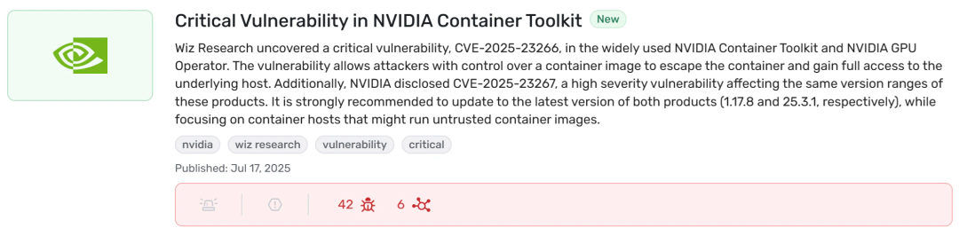 【翻译】严重 NVIDIA AI 漏洞：NVIDIA 容器工具包中的三行容器逃逸 (CVE-2025-23266)