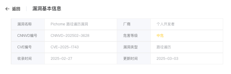【成功复现】Pichome路径遍历漏洞 (CVE-2025-1743)