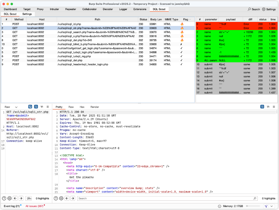 一个用于 Burp Suite 的插件，专为检测和分析 SQL 注入漏洞而设计。