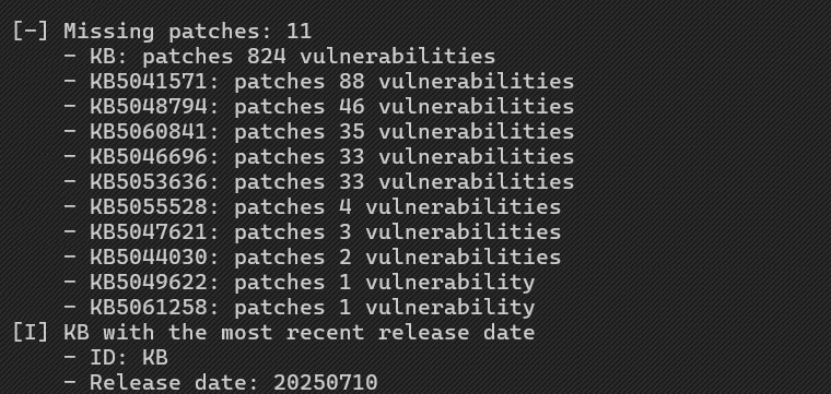Windows Exploit Suggester - Next Generation【Windows漏洞检查工具】