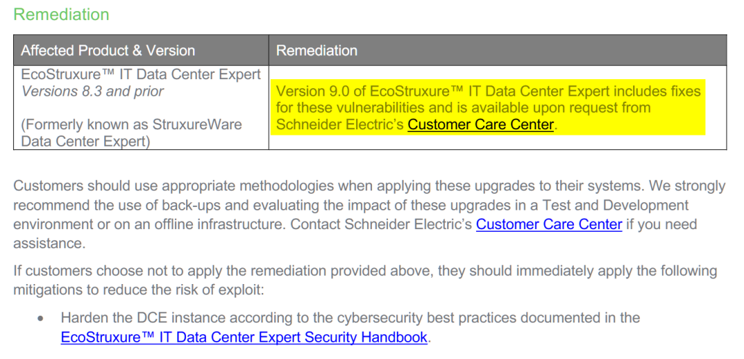 施耐德EcoStruxure™ IT DataCenter Expert漏洞分析