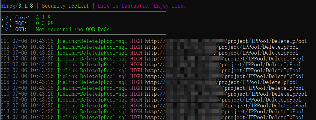 JieLink+智能终端操作平台 DeleteIpPool SQL注入漏洞
